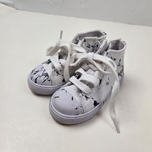 AKID White Splatter Kids High-Top Sneakers Size 4C